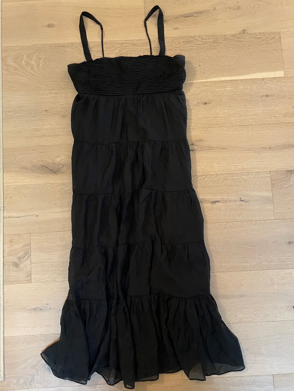 Abercrombie & Fitch Black Maxi Dress Summer Long Gown Smocked Tiered Classic, XL - Picture 2 of 8